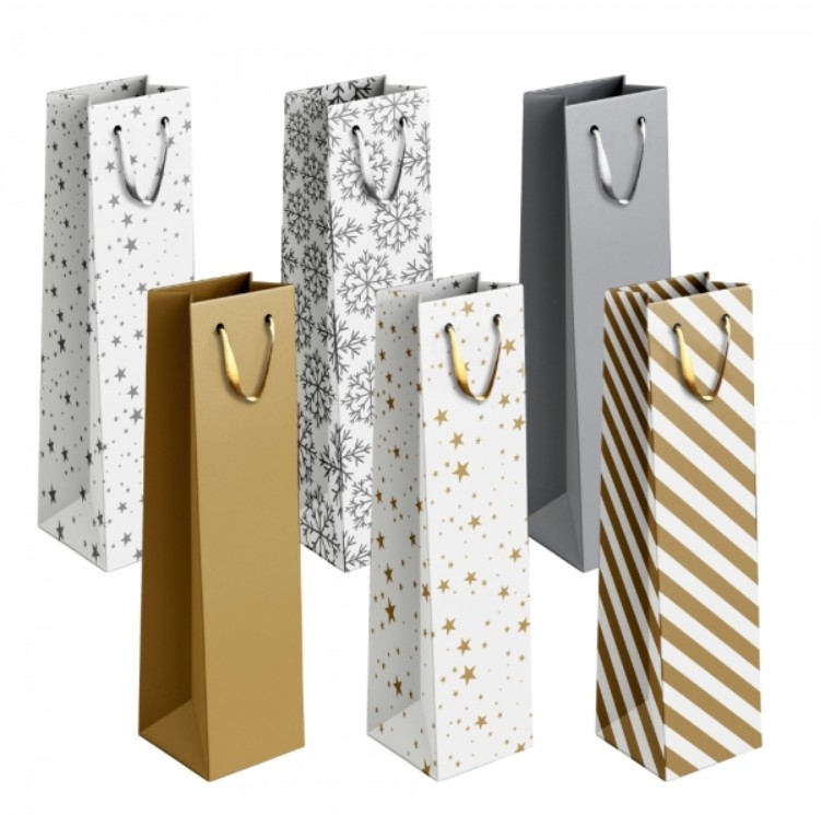 Bottle Bag Gold & Silver Patterned Asst.
