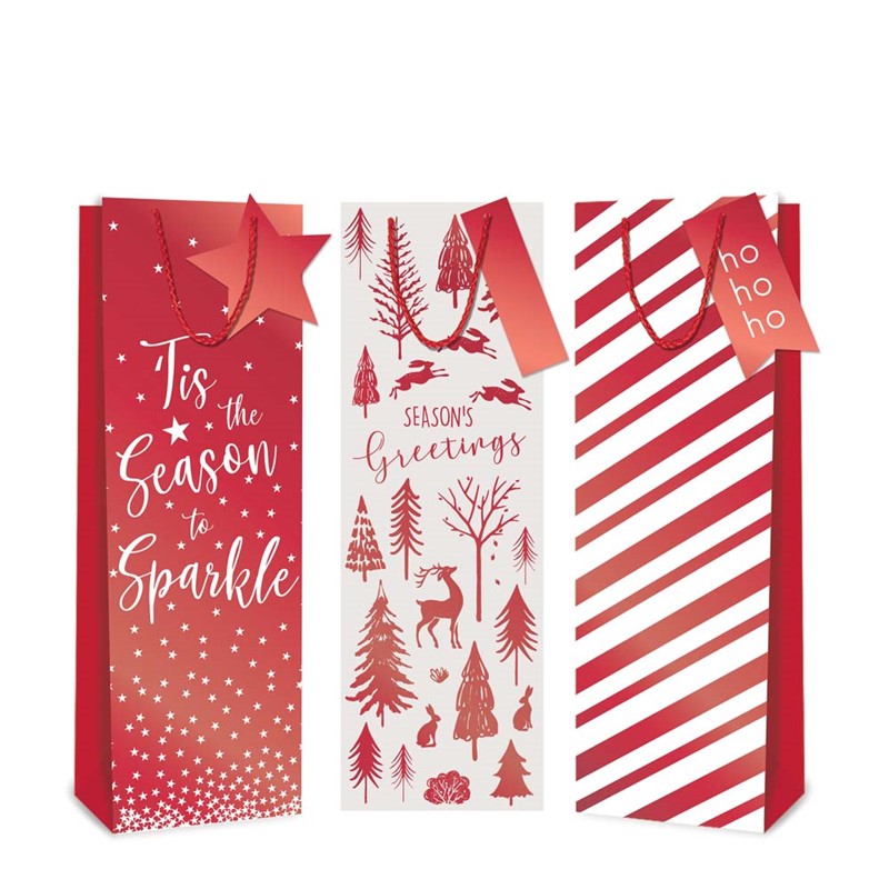 Bottle XMAS Red Foil Bag (3 Designs) #X9402A/FSC