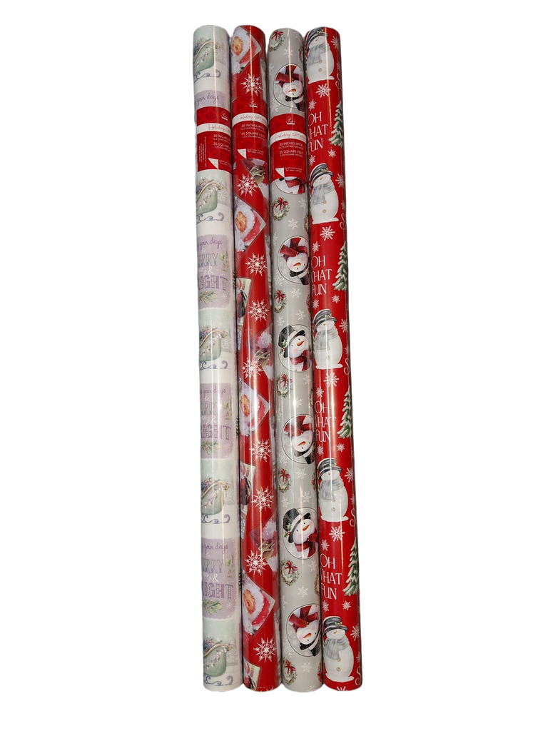 XMAS Gift Wrap 35ft Roll Santa/Snowman #CW3530A17/CRW1442/43/44/45