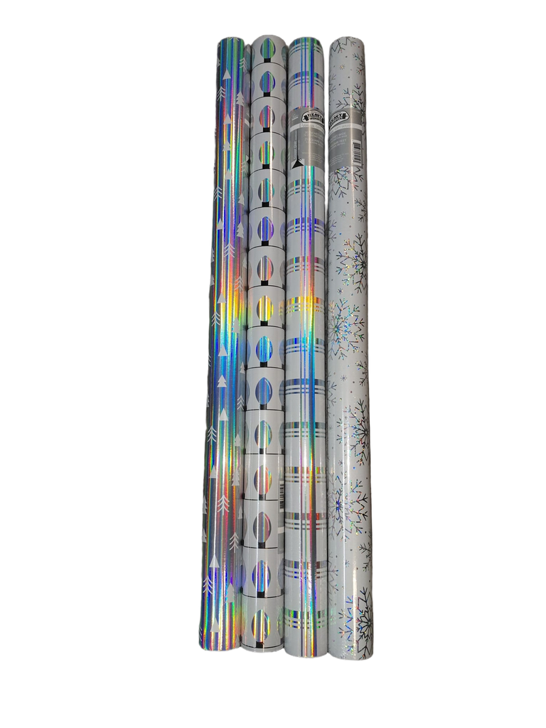 XMAS Gift Holo Foil Wrap 25ft Roll-  #CW2530A66/CRW1489/88/87/86