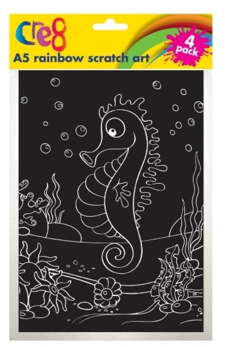 Cre8 Rainbow Scratch Art A5 #P2042 - Asst 4sht pack