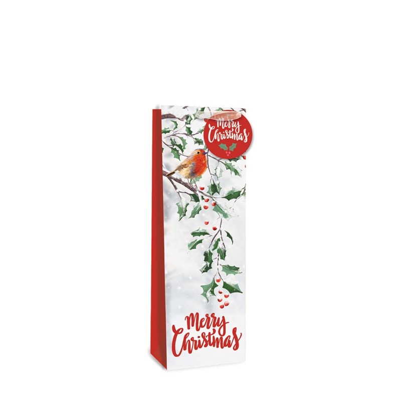 XMAS Bottle Bag #X9272A (Traditional Robin) 