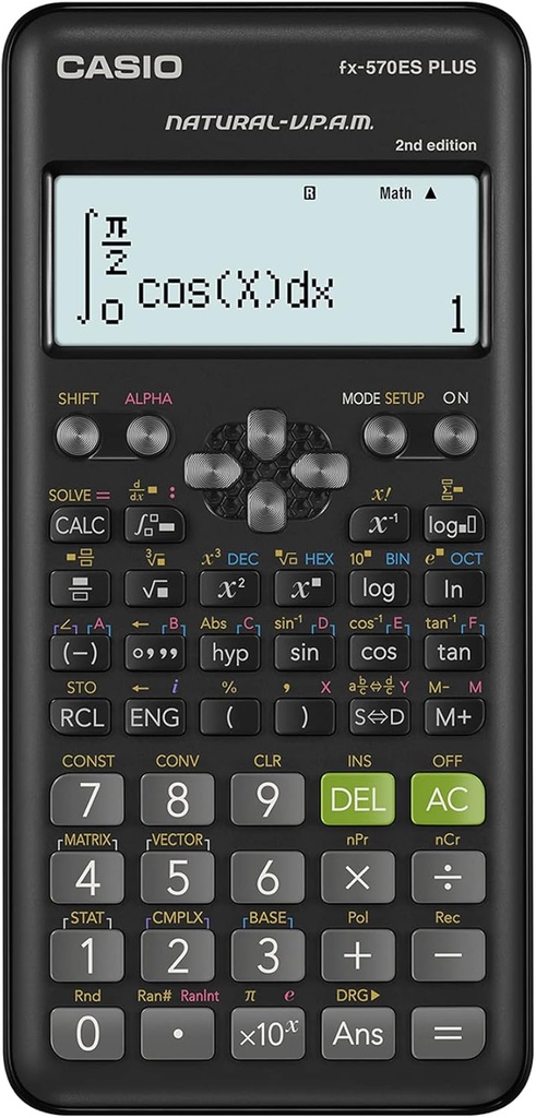 Casio Scientific Black #FX-570ESPLUS-2 12 Digit 417 Functions Calc.