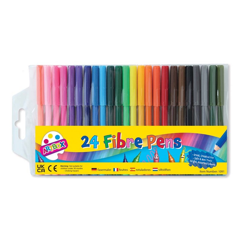 Tallon Art Box Fibre Pens Assorted 24pk #1091 (Felt Tip)