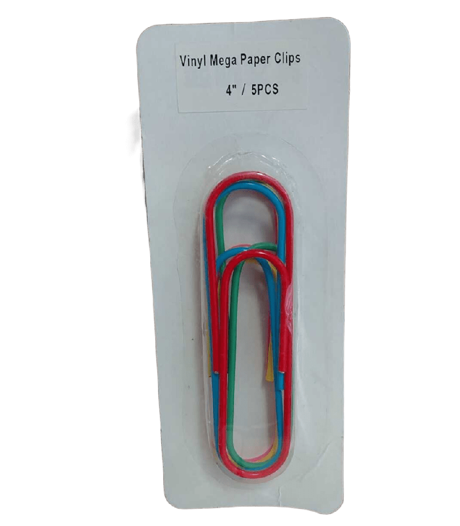 Paper Clips MEGA 4" Vinyl Coated 5pk Asst Cols