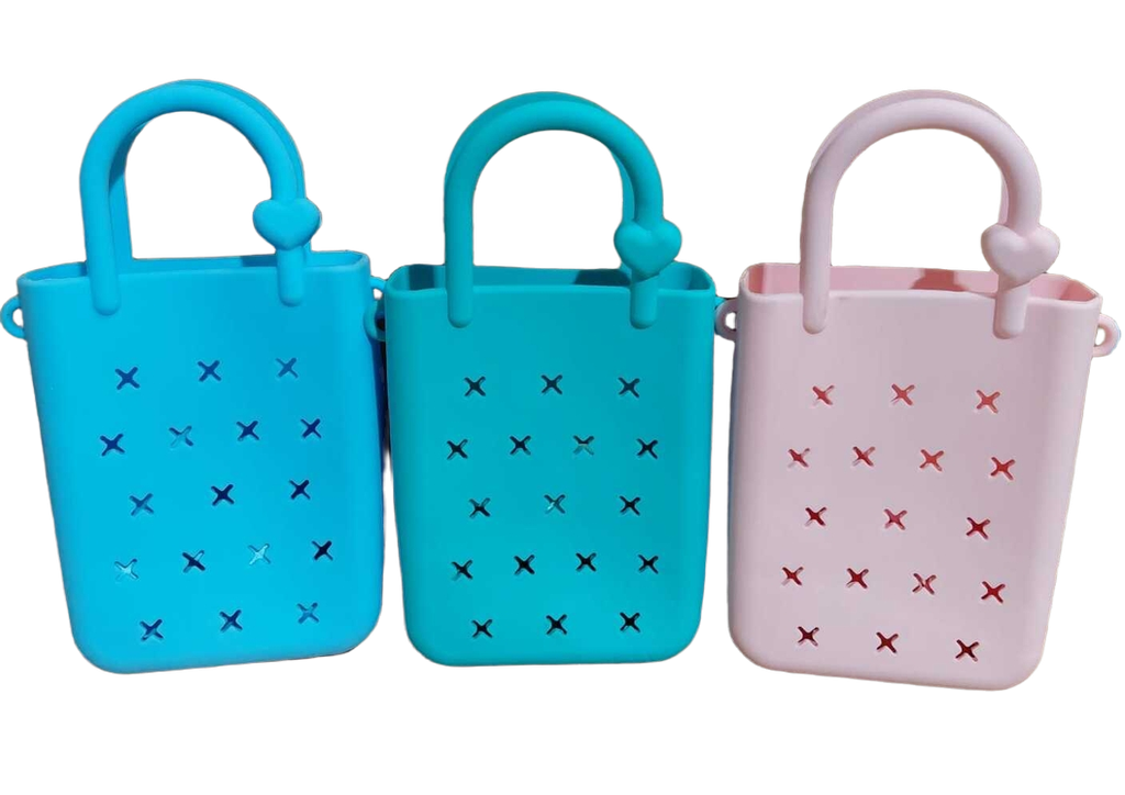 Silicon Bag w/Handle 4.5x2x9" Small Asst Cols (No Charms)