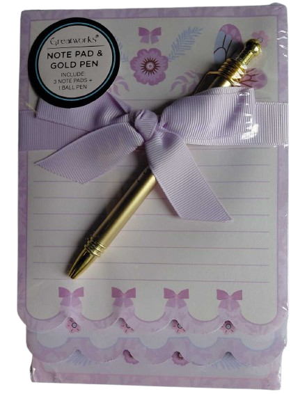Greatworks Triple Stack Notepad w/Gold Pen PURPLE 2 Designs #114-5079