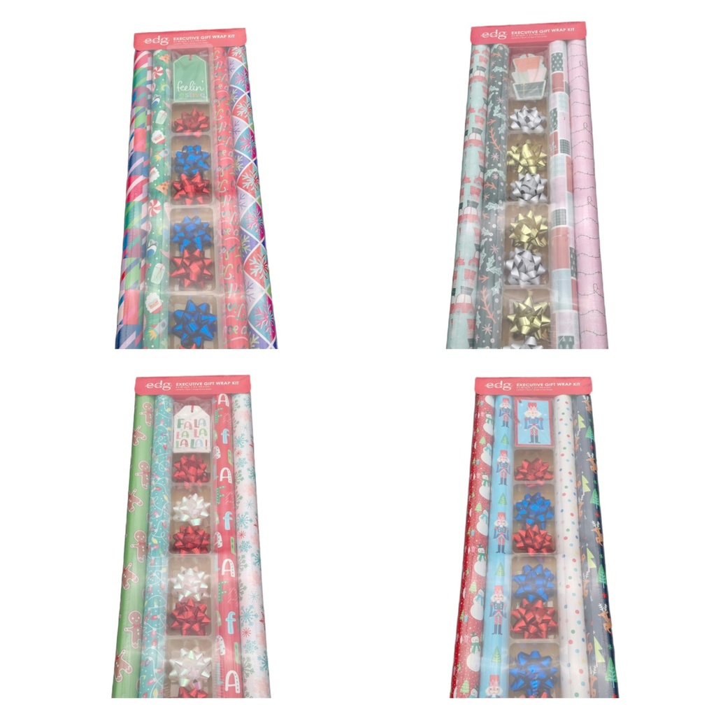 XMAS Gift Roll Wrap/ Bows/ Tags 19 pc Set #CGWEKDA-1