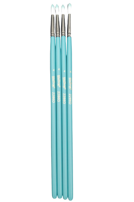 Acrylic/Oil Round Bristle #4 Paint Brush w/Colour Handle (Each)