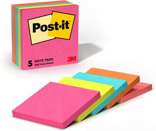 [3MNEON33] Post-It NEON Cols #654-5 3x3 Notes - (25/bx)