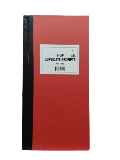 [BXRECE4] Receipt Book #001-400 RED 4/Page Duplicate