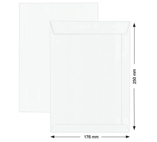 [BXWH1007] White Envelope 176mm x 250mm (10x7)