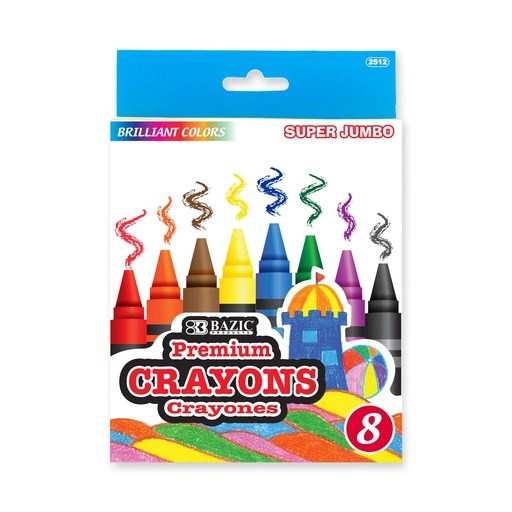 [BZ2512] Bazic SUPER JUMBO Crayons 8s #2512