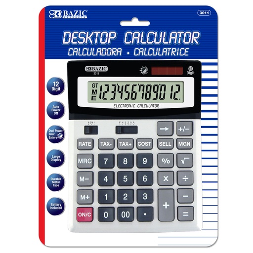 [BZ3011] BAZIC 12 Digit Calculator #3011 w/Profit Calculation -  (12/bx)