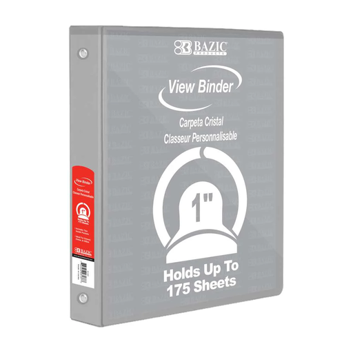[BZ4121] BAZIC 3 Ring 1" GREY View Binder - (12/bx)