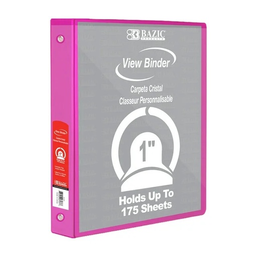 [BZ4126] BAZIC 3 Ring 1" FUSCHIA PINK #4126 View Binder - (12/bx)
