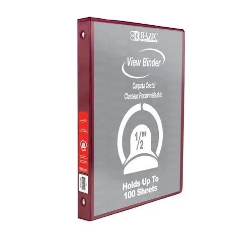 [BZ4140] BAZIC 3 Ring 1 1/2" BURGUNDY #4140 View Binder - (12/bx)