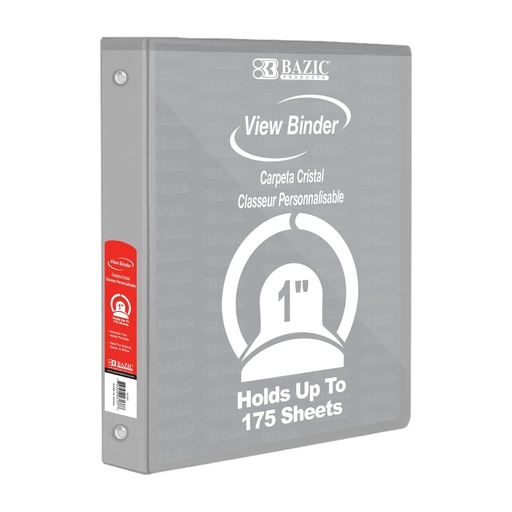 [BZ4141] BAZIC 3 Ring 1 1/2" GREY #4141 View Binder - (12/ctn)