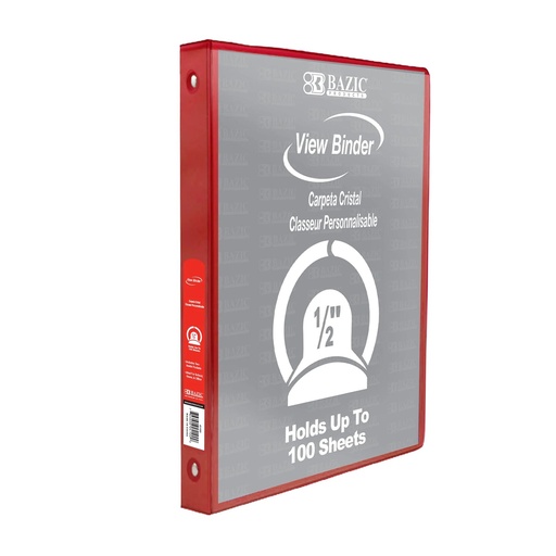 [BZ4143] BAZIC 3 Ring RED 1 1/2" View #4143 Binder  - (12/ctn)
