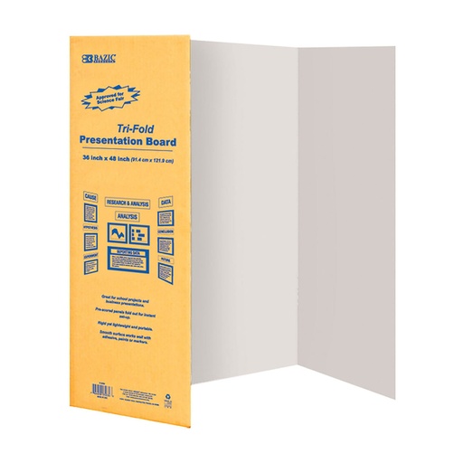 [BZ5033] Bazic Tri-Fold WHITE 36x48" Display Board