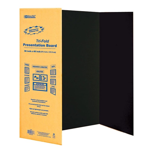 [BZ5034] Bazic Tri-Fold BLACK 36x48" Display Board