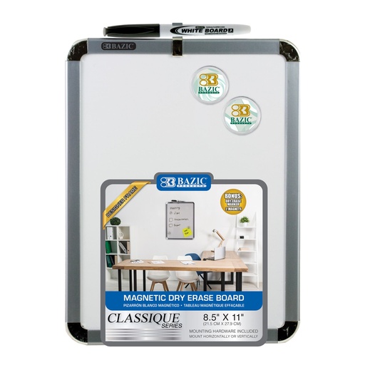 [BZ6011] Bazic Dry Erase Board 8.5x11" Magnetic w/Marker