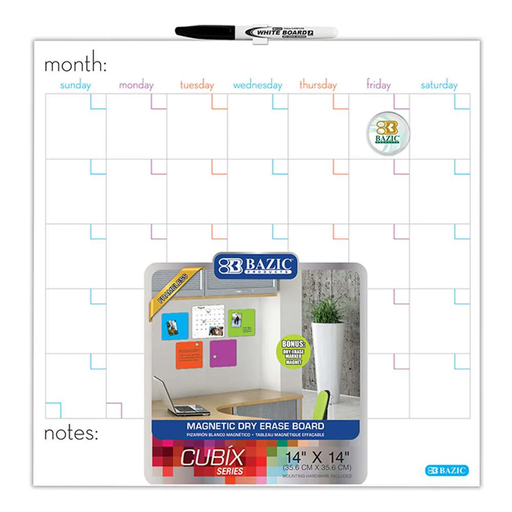 [BZ6041] Magnetic Calendar #6041 Tile 14x14" Dry Erase - (12/ctn)