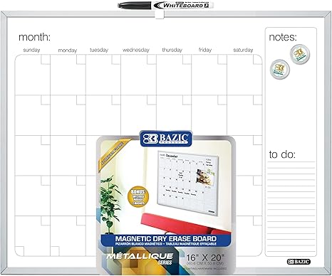 [BZ6052] Bazic Magentic Calender 16x20 Dry Erase - (6/ctn)