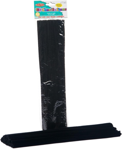 [CLSTEMBK] Chenille Stems #65420 BLACK 4mm/12" 100s