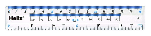 [HXRULE6] Helix Clear Plastic #YPO/J01025/010301 Ruler 6" (Single) - (50/bx)