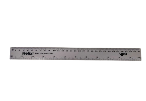 [HXRULESP] Helix Shatter Resistant #YPO/SR1 White Ruler 12"/30cm - (100/bx) #010602