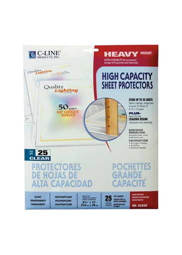 [LI62020] C-Line Sheet Protector High Capacity L/S CLEAR pk25
