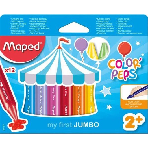 [MA861311] MAPED Wax JUMBO E/Grip Crayons 12s CPeps