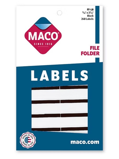 [MCFFLBBK] Maco File Folder FF-L8 BLACK Label 248pk - (18/bx)