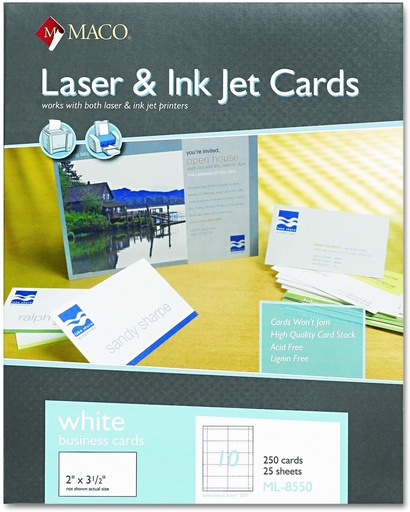 [ML8550] Business Laser/Ink Jet Card 2x3 1/2"  250pk