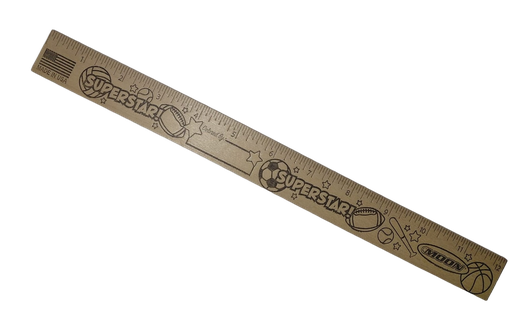 [MO53004] Moon Wooden Ruler 12" SUPERSTAR!  - (50/bx)