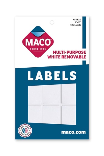 [MS1624] Maco Removable Labels 1x-1/2 500s - (18/bx)
