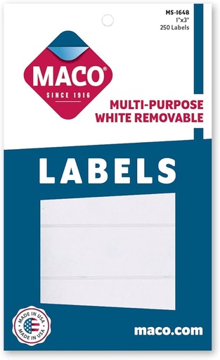 [MS1648] Maco Removable Labels 1x3" 250s  