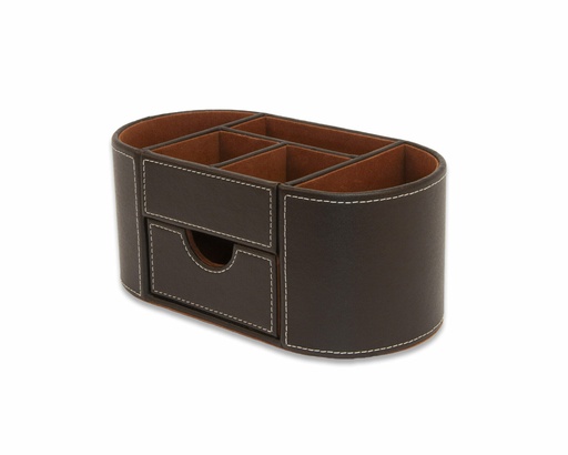 [OCDORGFL] Desk Organizer #BPUD03 w/Drawer F/Leather Brown