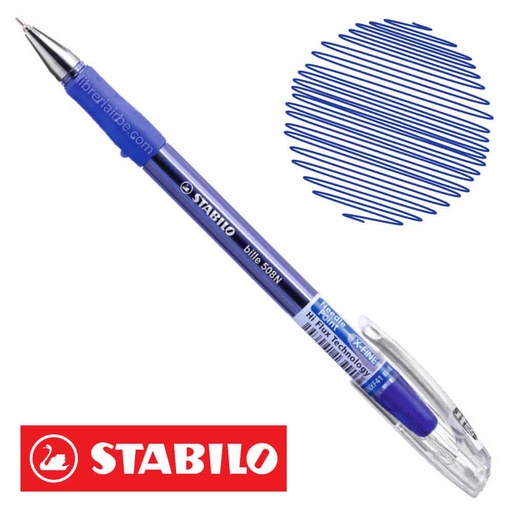 [SS508XBL] Stabilo BLUE Bille X-FINE Needle Point BP Pen (Each) - (10/bx)
