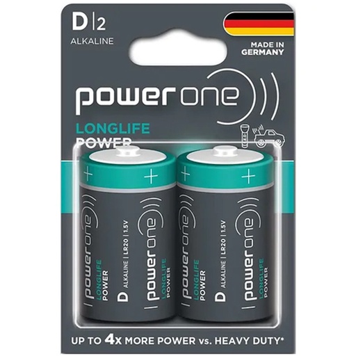 [SSBATTD2] Powerone Longlife D Power Battery 2pk