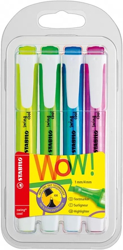 [SSCOOL4] STABILO Swing COOL Highlighter 4pc/wallet - (5pk/bx)