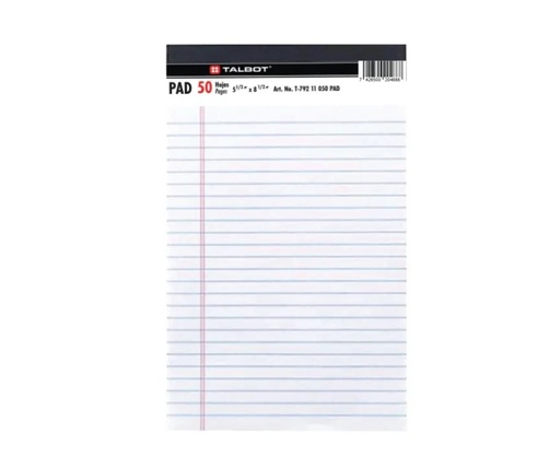 [SSWP85WH] Talbot Writing 8x5 WHITE Pad  