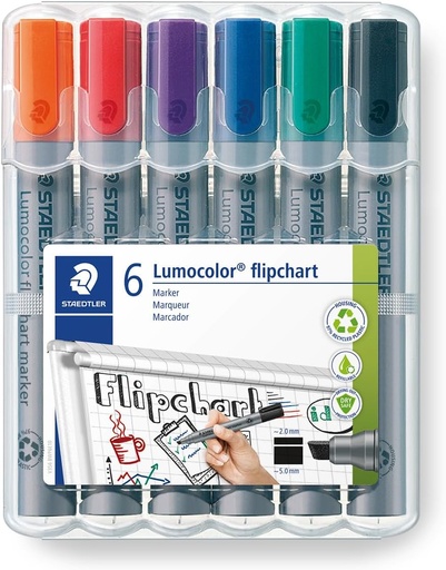 [STFLIP6] STAEDTLER Flipchart CHISEL #356BWP6 Marker 6pk Set