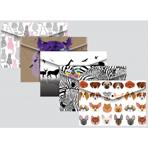 [TS302031] Wallet A4 ANIMALS Press Stud 4Cols