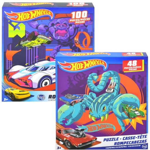 [UPPUZZHW] 63146/13051* HOT WHEELS 48pc/100pc Premier Puzzle
