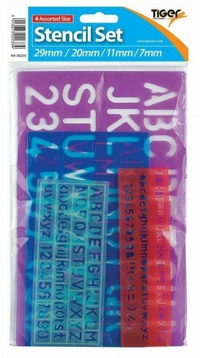 [TS302233] Tiger Stencil Set – 4 Piece, Assorted Colours