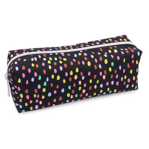 [POPCA157] Pencil Case - Rainbow Spots Black