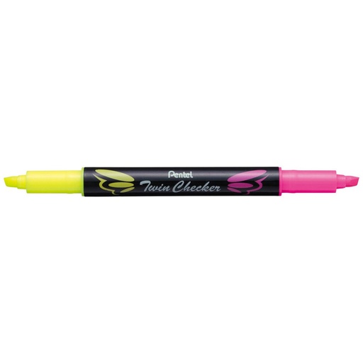 [PESLW8GP] Pentel Twin Checker Highlighter YELLOW/PINK - (12/bx)