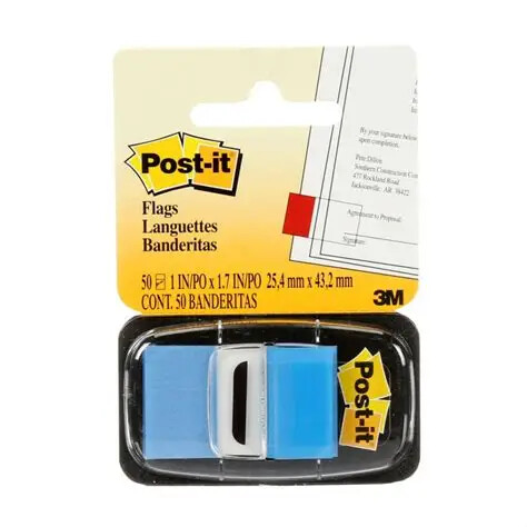 [3MFLAGBB] Post It Tape Flags BRIGHT BLUE #680-BB2 1"x1.7" - Sold Singular